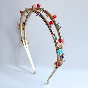 Rosantica Brass Leaf and Beaded Headband